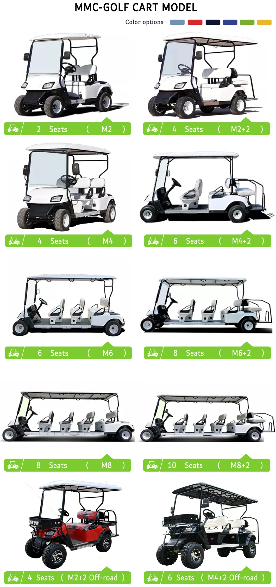 MMC ODM OEM Lead-Acid Lithium Battery Electric Vehicle Golf Cart