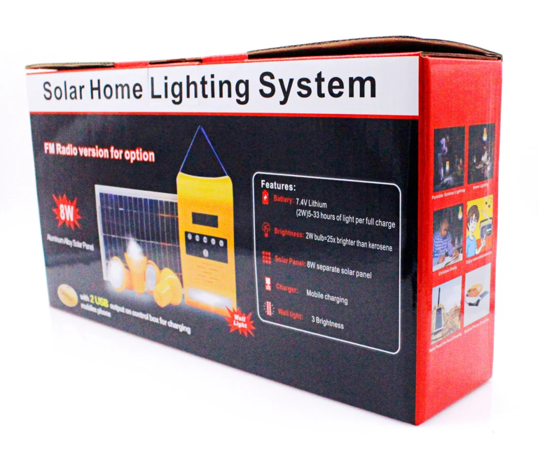 Portable Solar Energy System with FM Radio Solar Charger Solar Lighting Function